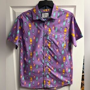 NWT Sovereign Code Kids Legacy Surfboard Short Sleeve Button Up Shirt Size XL